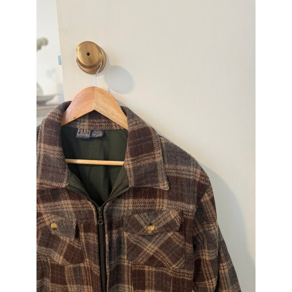 Vintage Wool Plaid Jacket Brown Cropped Utility Coat Cabin Core Grunge ✨ - Picture 5 of 7